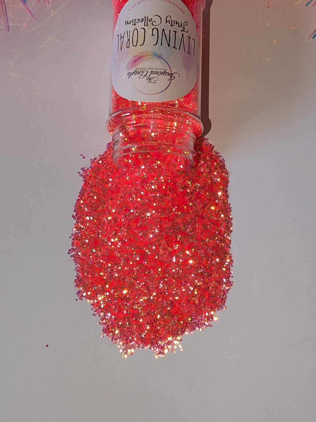 Living Coral Iridescent Chunky Glitter Mix | Premium Craft Glitter | Tumbler, Resin & Epoxy Glitter | 2 oz