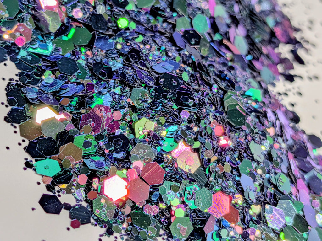 Magic Carpet Ride Color Shift Chunky Glitter Mix – Iridescent Black Glitter | 2 oz Premium Glitter for Tumblers, Resin & Crafts